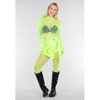 Neongrüner Netzstrumpfhosen-Bodystocking