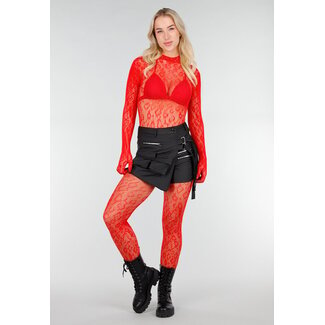 Roter Netzstrumpfhosen-Bodystocking