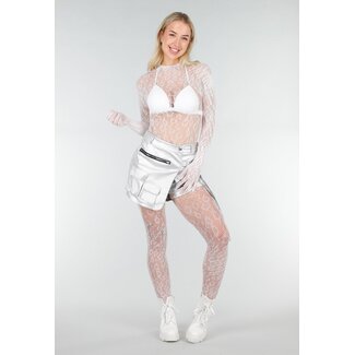 Weißer Netzstrumpfhosen-Bodystocking