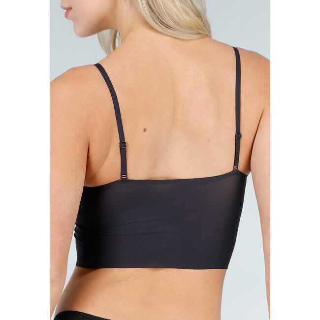 Schwarzes Stretch-BH-Top mit herausnehmbaren Polstern
