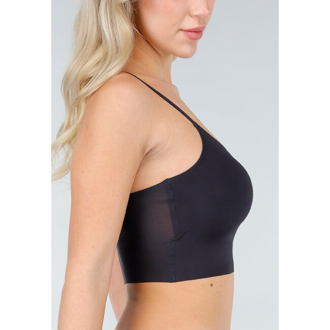 Schwarzes Stretch-BH-Top mit herausnehmbaren Polstern