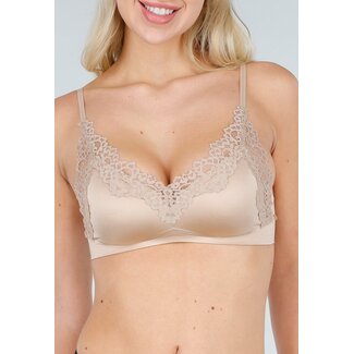 Beigefarbenes Spitzen-Bralette mit Polstern