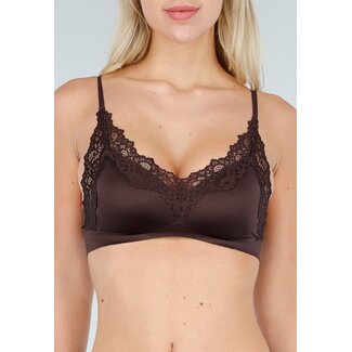 Braune Spitzen-Bralette mit Polstern
