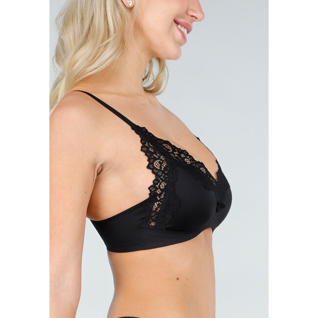 Schwarze Spitzen-Bralette mit Polstern