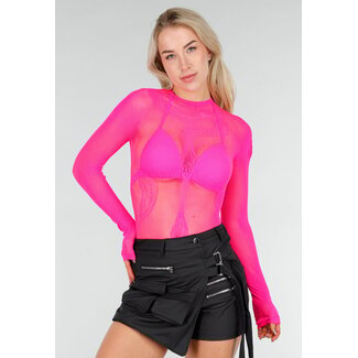 Neonrosa Netzstrumpfhose