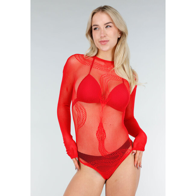 Roter Netzbody mit Schlangenprint