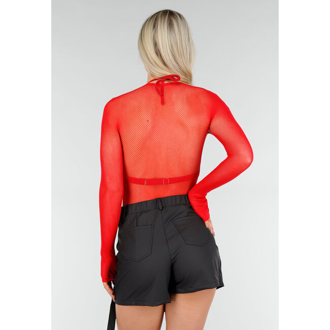 Roter Netzbody mit Schlangenprint