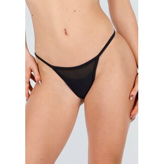 Schwarze Bikinihose mit Mesh-Details