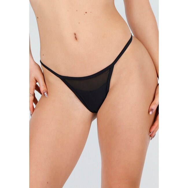 Schwarze Bikinihose mit Mesh-Details