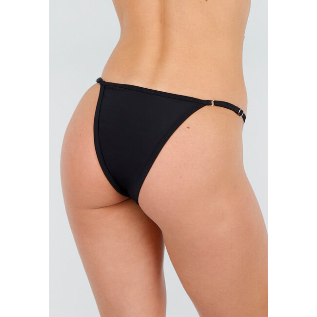 Schwarze Cheeky-Bikinihose mit verstellbaren Trägern