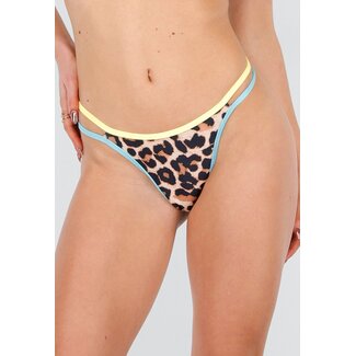 Leopard Bikini Bottom mit Blau und Gelb