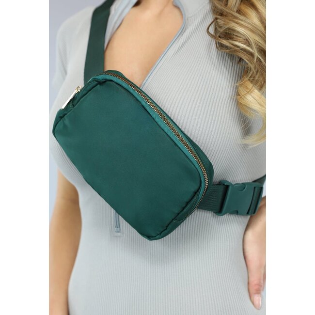 Dunkelgrüne Festival-Tasche mit Reissverschluss