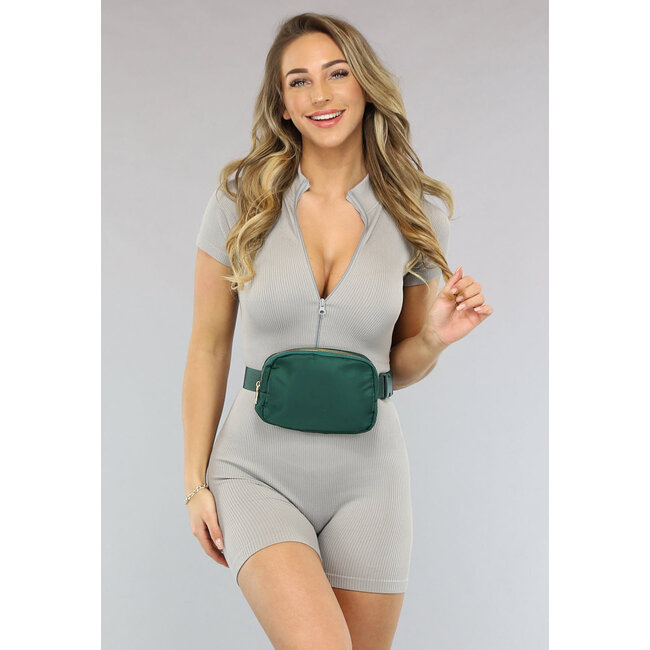 Dunkelgrüne Festival-Tasche mit Reissverschluss