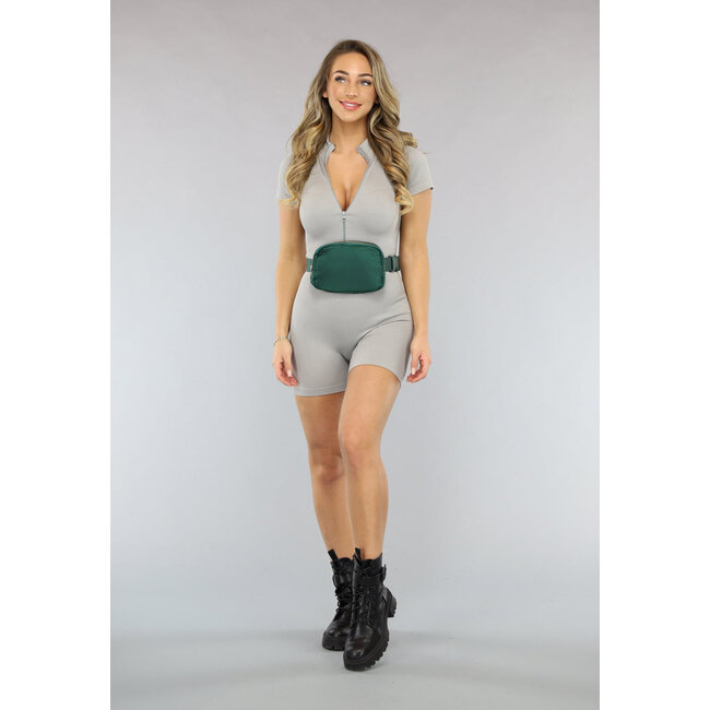 Dunkelgrüne Festival-Tasche mit Reissverschluss