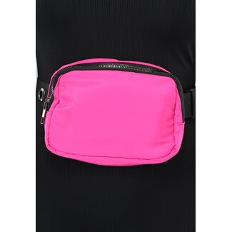 Harte rosa Hüfttasche mit schwarzem Riemen