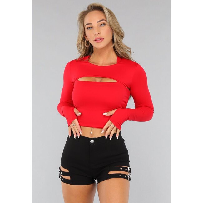 Rotes Cropped Shirt mit Daumenlöchern