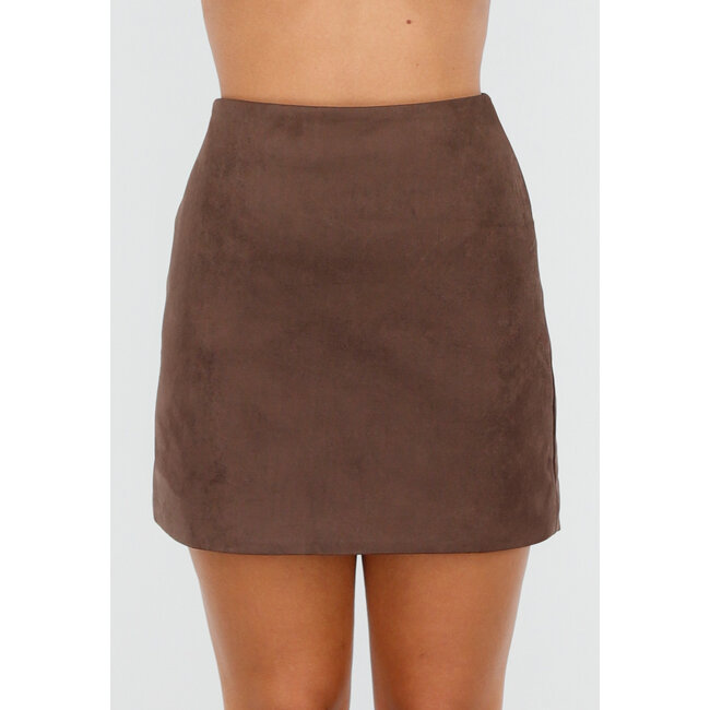 Brauner Rock in Wildlederoptik mit gerader Passform