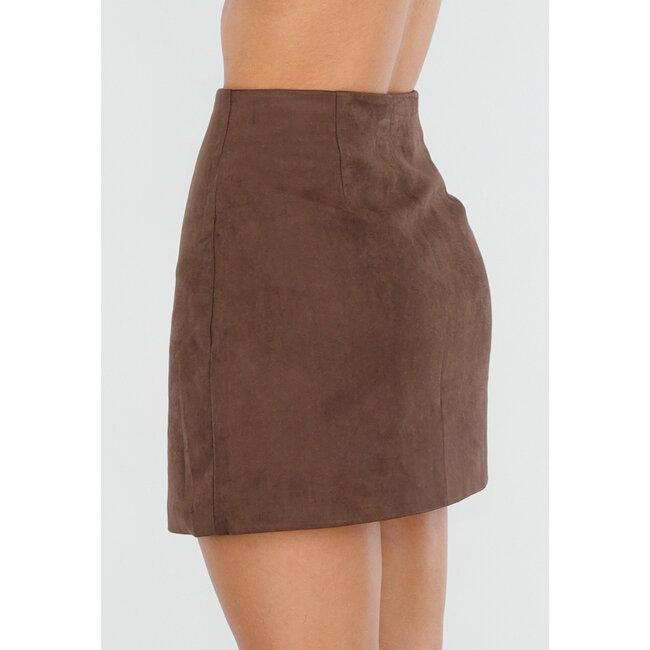 Brauner Rock in Wildlederoptik mit gerader Passform