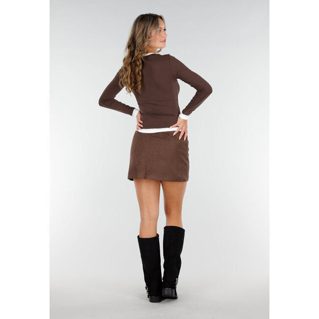 Brauner Rock in Wildlederoptik mit gerader Passform