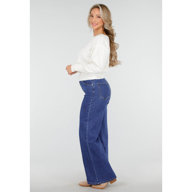 Weißer One-Shoulder-Pullover mit langen Ärmeln und Stretch