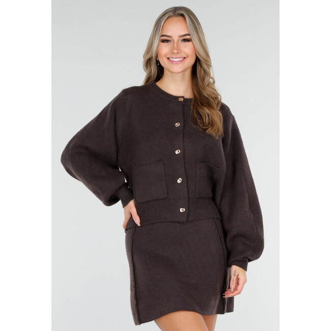 Dark Brown Set with Skirt