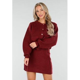 Bordeaux Strickrock und Strickjacke