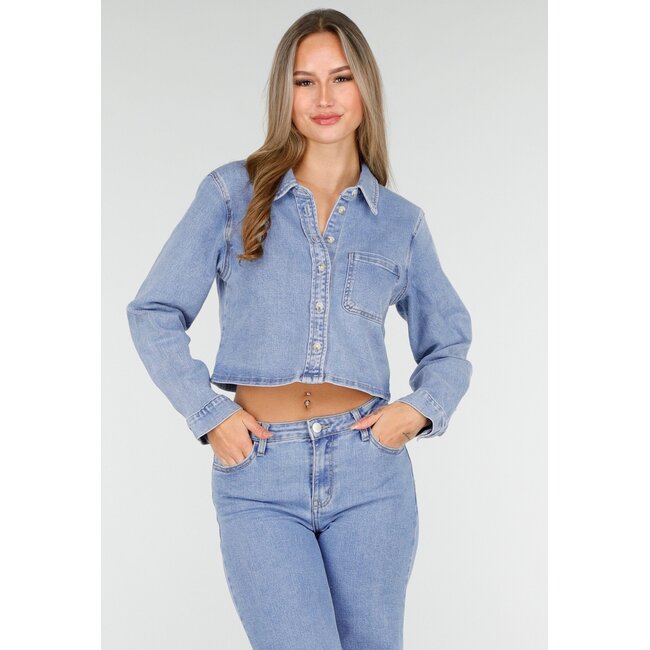 Redial Jeans Hellblaue Jeans-Crop-Bluse