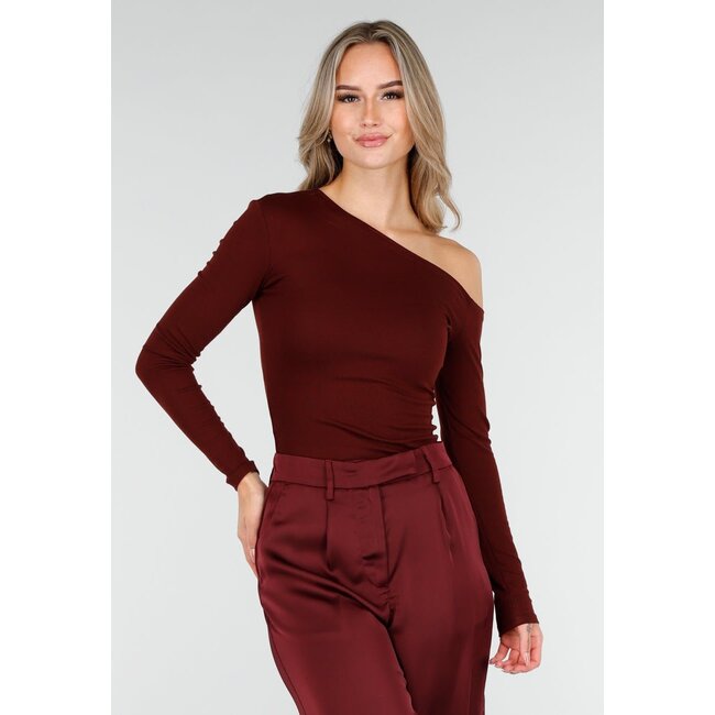 One Shoulder Stretch Top Bordeaux