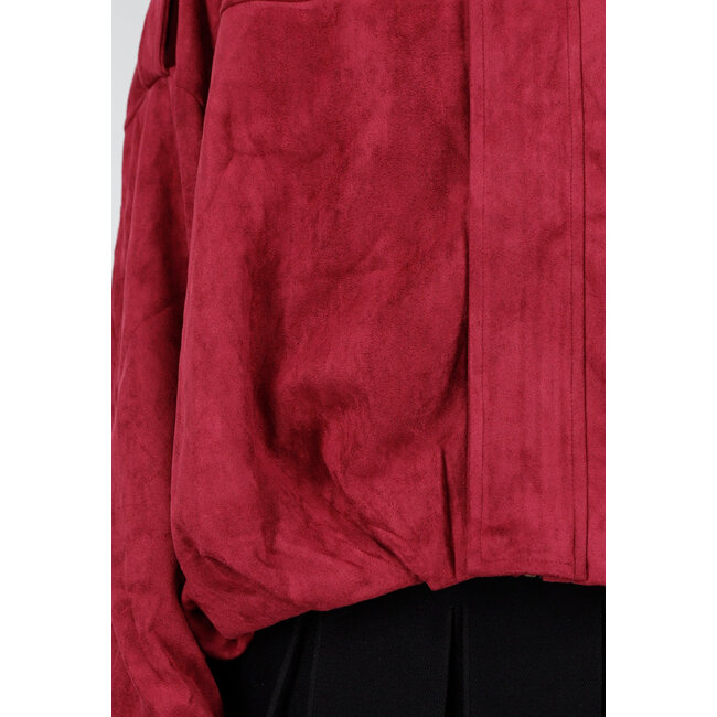 Bordeaux Suèdelook Jacke mit Reißverschluss und Knopfverschluss