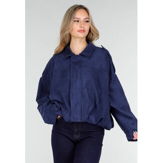 Dark Blue Suede Look Jacket