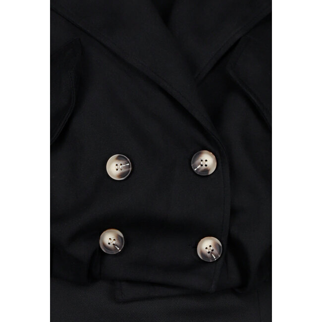 Schwarzer Trenchcoat im Wildleder-Look, verkürzt