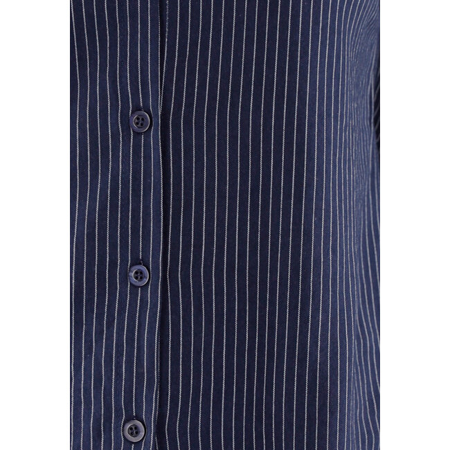 Blau gestreifte Bluse mit St. Tropez-Stickerei am Rücken