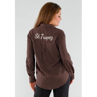 Braun gestreifte St. Tropez-Bluse
