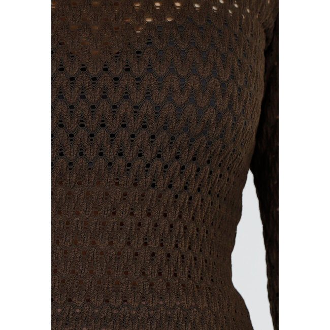 Offenes Stricktop Braun mit Stretch und weiten Ärmeln