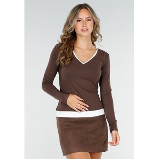 Braunes Longsleeve mit V-Ausschnitt