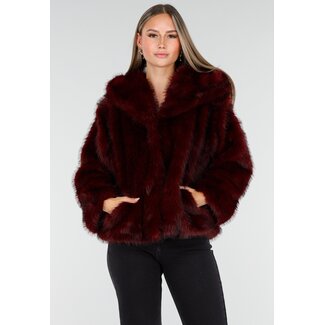 Kunstfelljacke Bordeaux Kurz