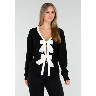 Cardigan Schwarz mit Schleifen