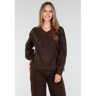 Brauner Strickpullover mit Stretchanteil