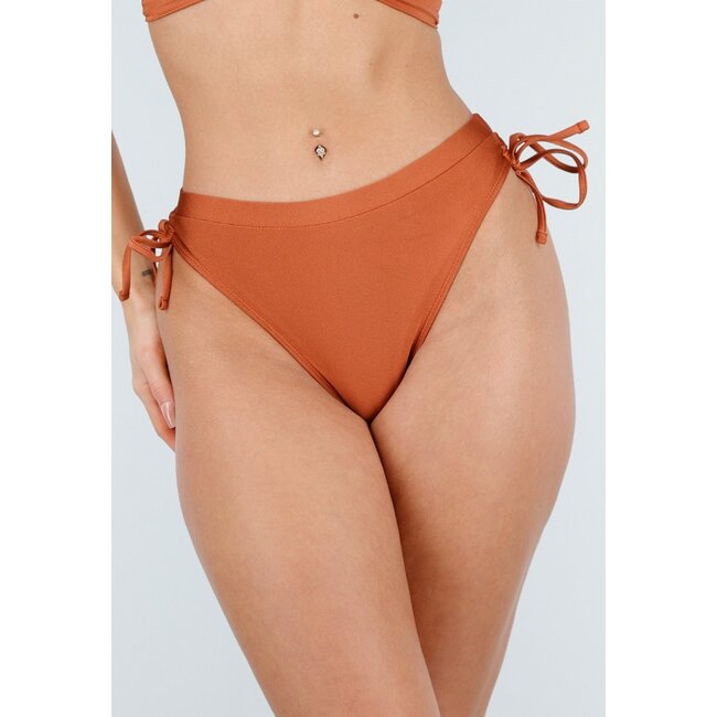 Bronzene Bikinihose mit hoher Taille