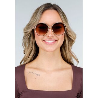 Goldfarbene leichte runde Sonnenbrille