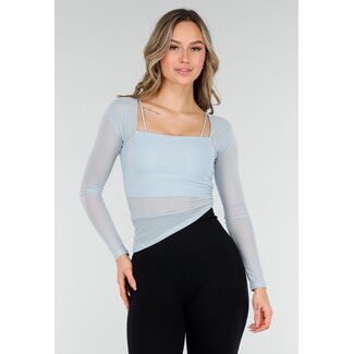 Hellblaues Mesh-Oberteil mit Polstern