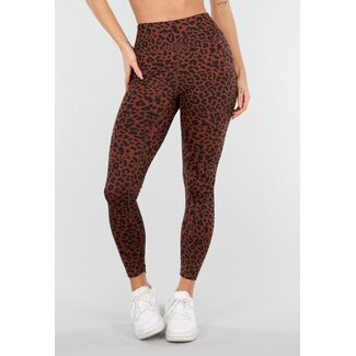Braune Sportleggings mit Leopardenmuster