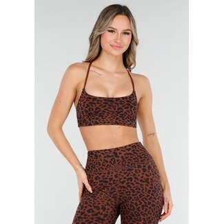 Brauner Sport-BH mit Leopardenmuster