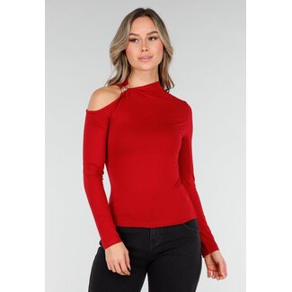 Bordeauxrotes One-Shoulder-Top