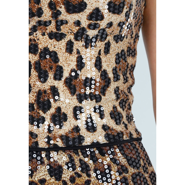 Strapless Bandeau Top mit Leopardenmuster und Pailletten
