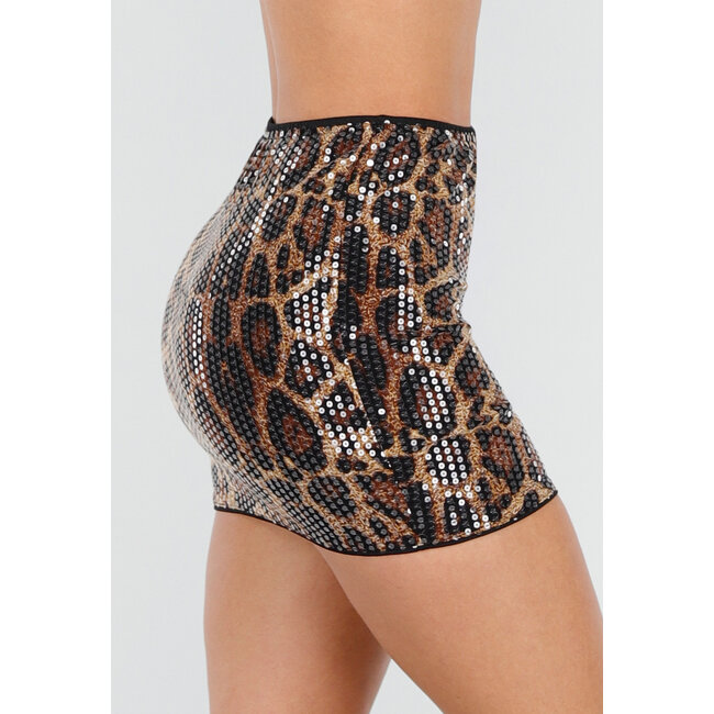 Leopard Print Rock mit Pailletten und Stretch