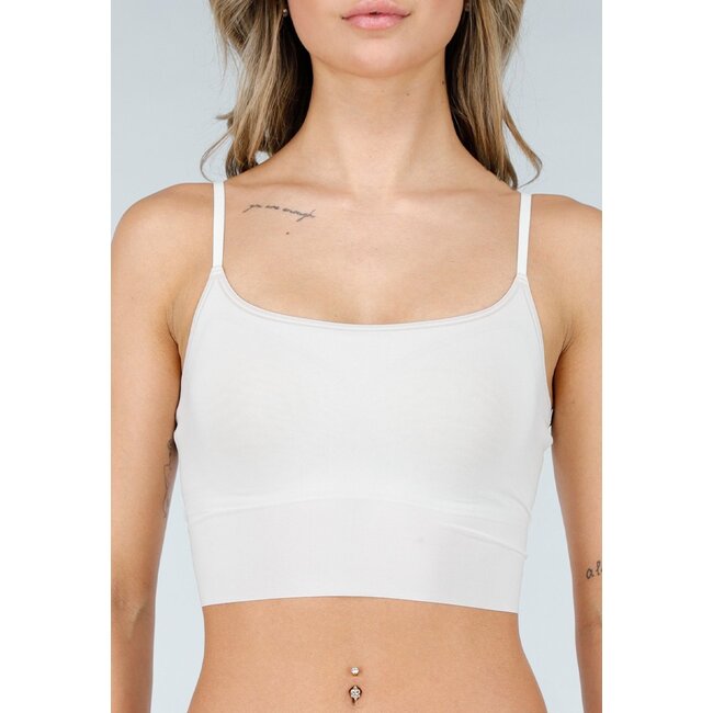 Weißes Stretch-BH-Top mit herausnehmbaren Polstern