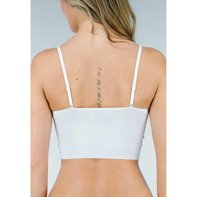 Weißes Stretch-BH-Top mit herausnehmbaren Polstern