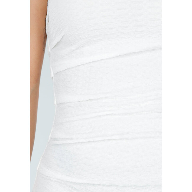 Weißes One-Shoulder-Kurzkleid mit Stretch