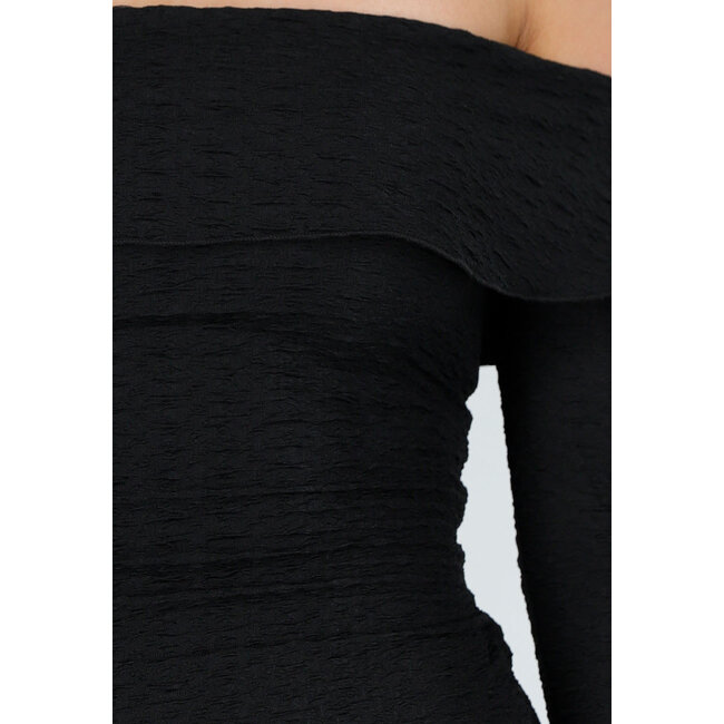 Schwarzes kurzes Off-Shoulder-Bodycon-Kleid mit Stretch